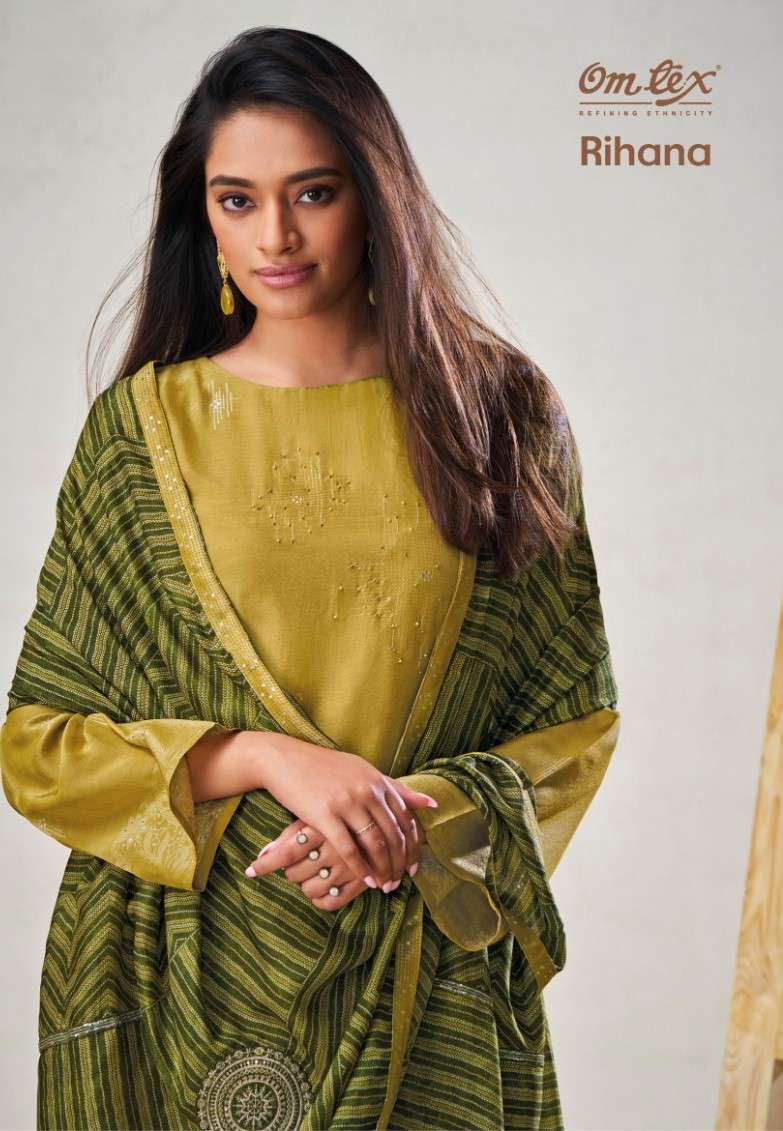 Omtex Rihana Branded Designer Silk Jacquard Festive Wear Dress Exporters