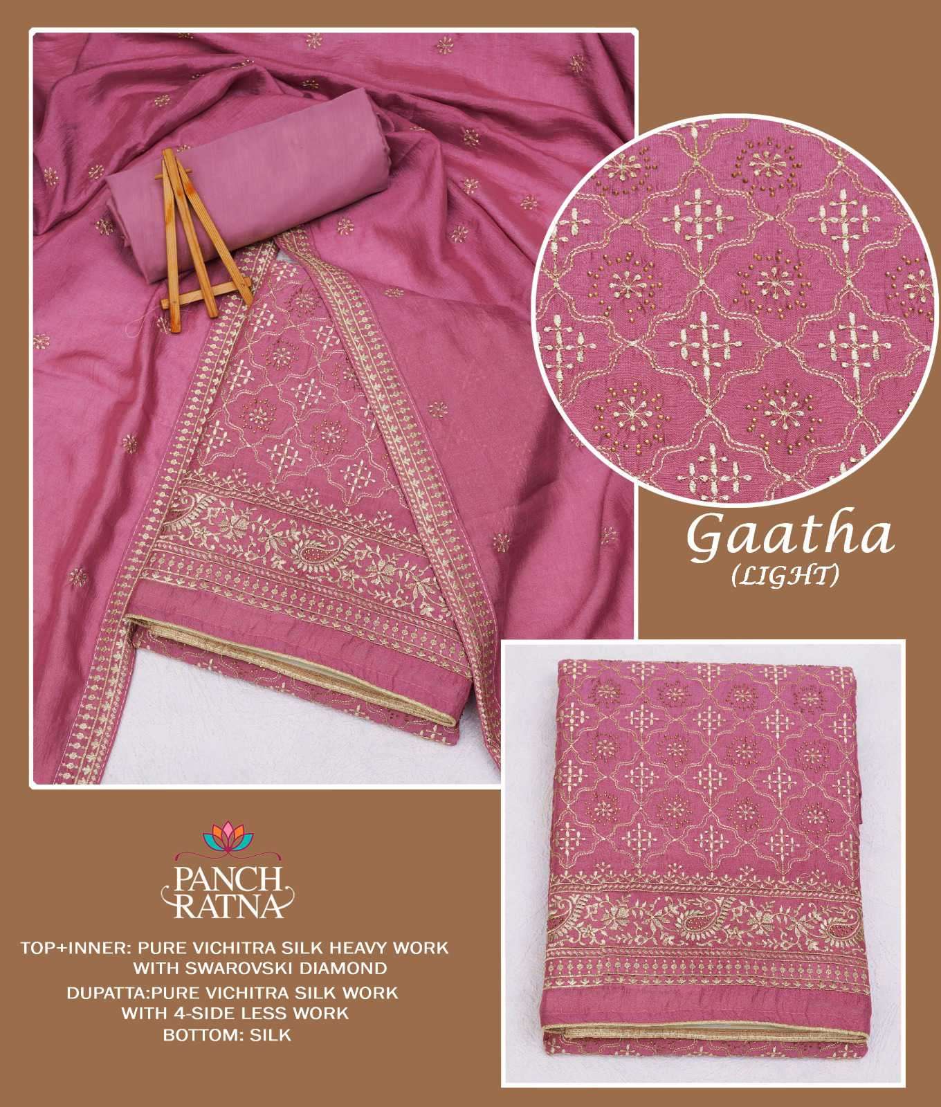 Panch Ratna Gaatha Light Designer Work Silk Festive wear Dress Wholesalers