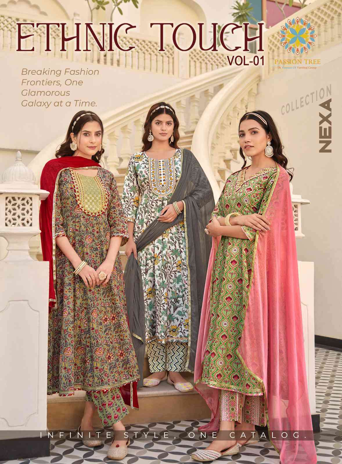 Passion Tree Ethnic Touch Vol 1 Fancy Anarkali Style Top Bottom Dupatta Pair New Designs