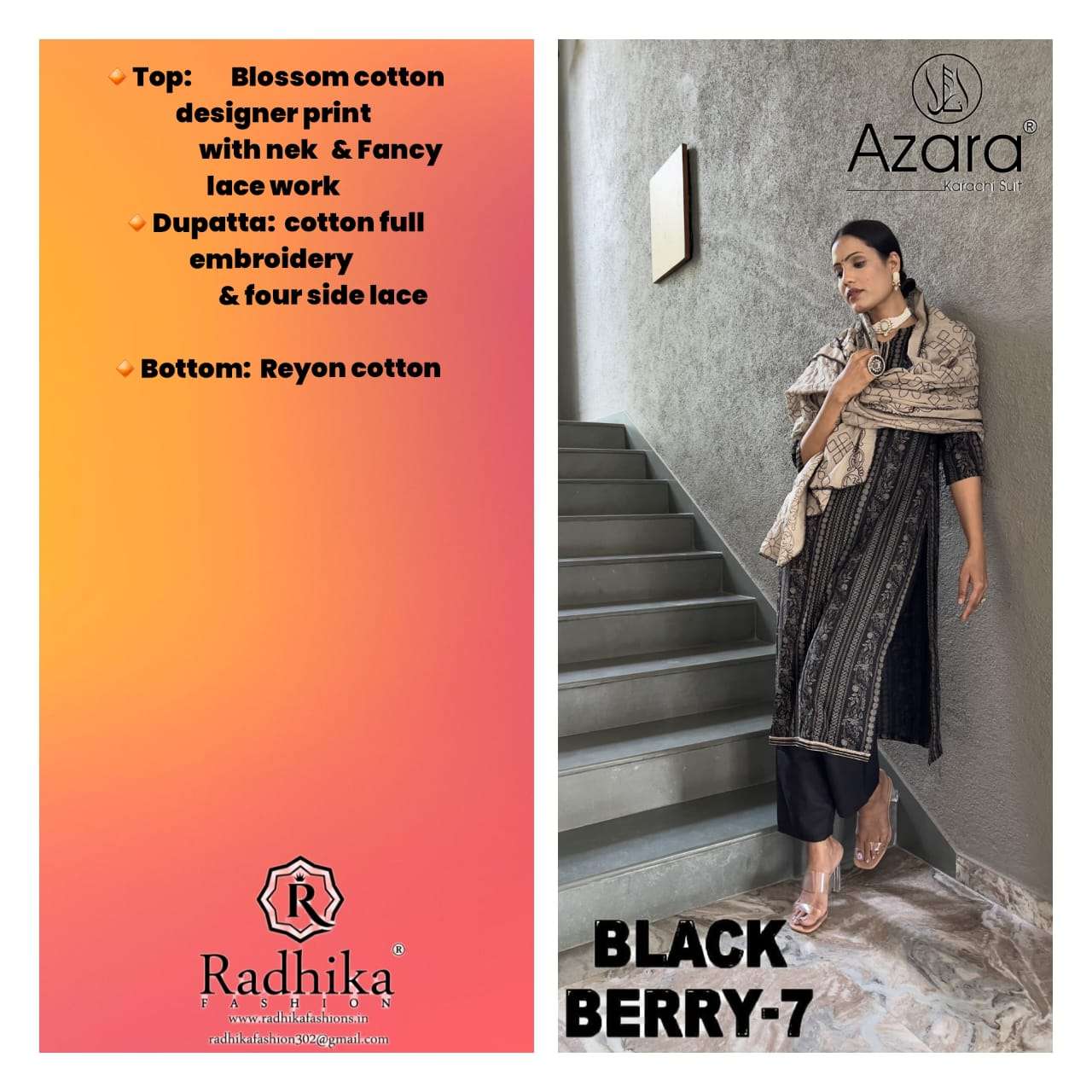 Radhika Azara Black Berry Vol 7 Fancy Cotton Salwar Suit Wholesalers