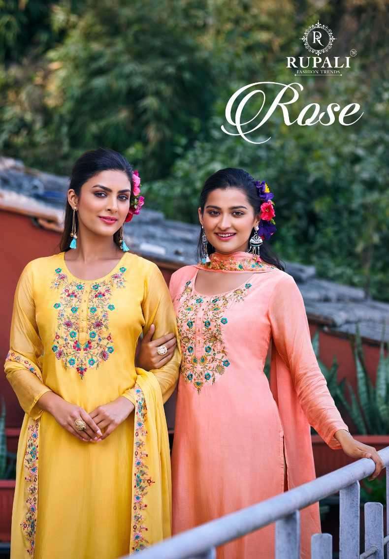 Rupali Fashion Rose Fancy Viscose Ladies Suit Dealers Festive Collection