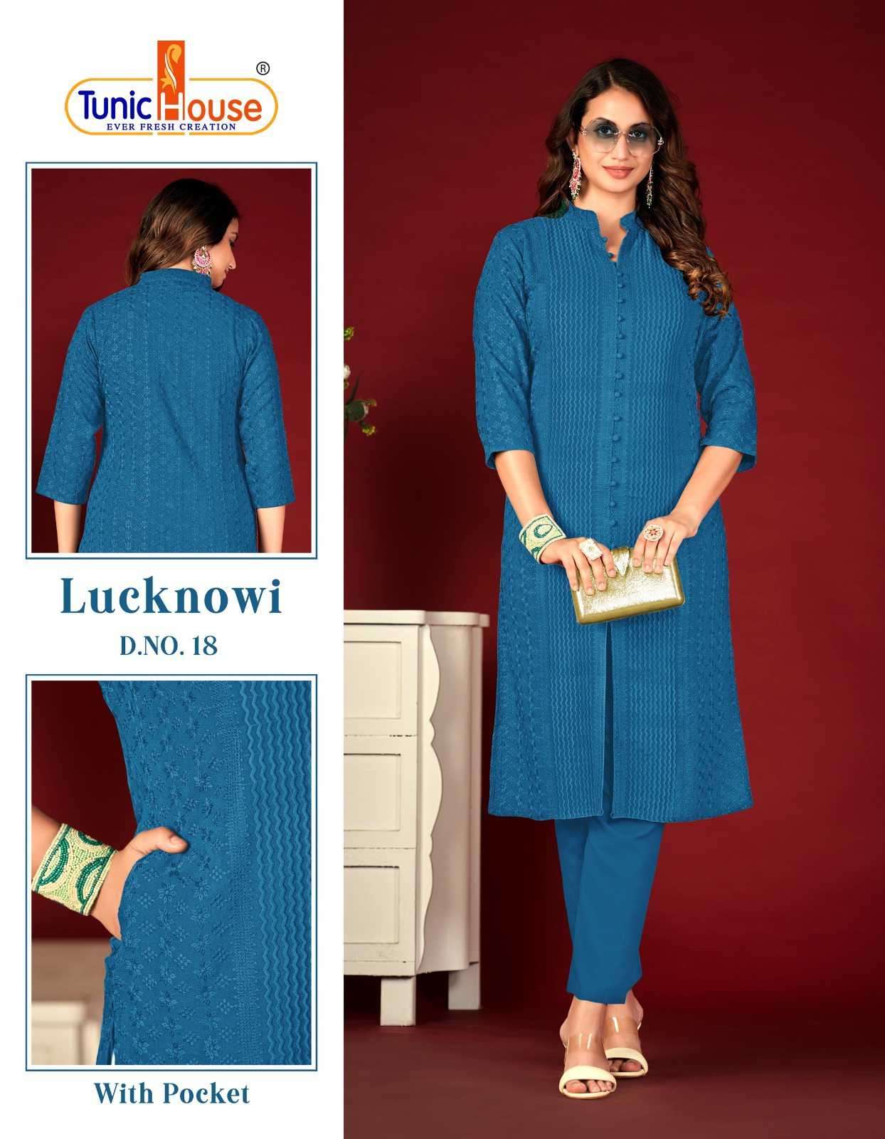 Tunic House Lucknowi Lining New Colors Chikan Work Straight Kurti New Designs