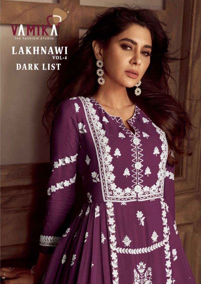 Vamika Lakhnawi Vol 4 Dark List Fancy Lucknowi Sharara Dress Festive Collection
