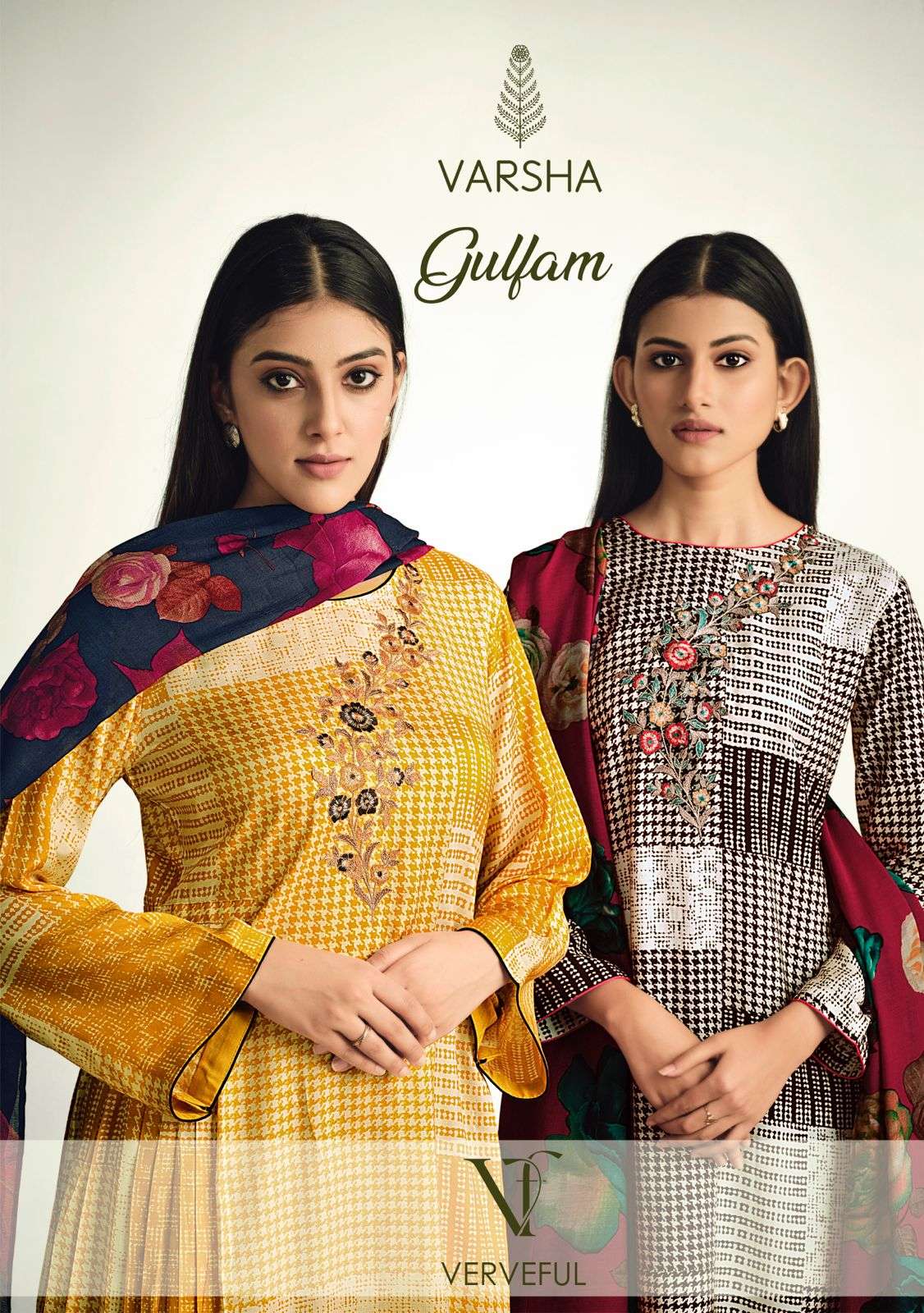 Verveful Gulfam By Varsha Fancy Viscose Muslin Branded Ladies Suit Dealers