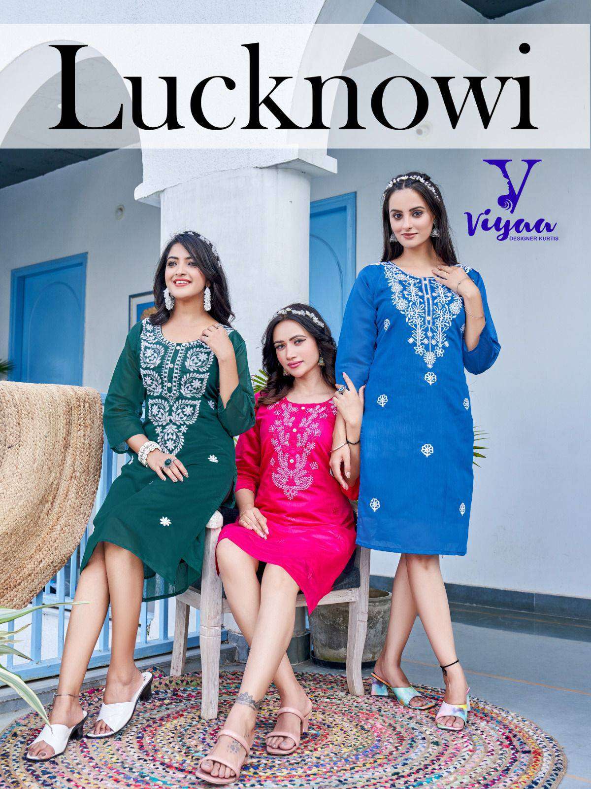 Viyaa Designer Lucknowi Vol 1 Exclusive Fancy Straight Kurti Catalog Suppliers