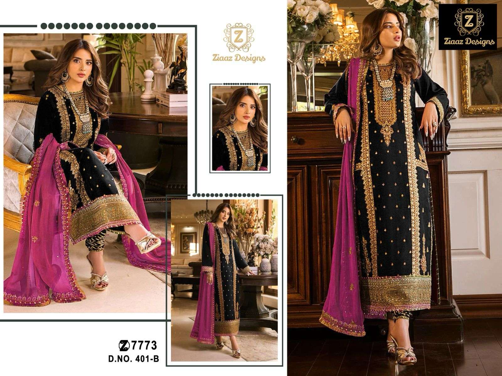 Ziaaz Designs 401 B Pakistani Salwar Suit Dealer