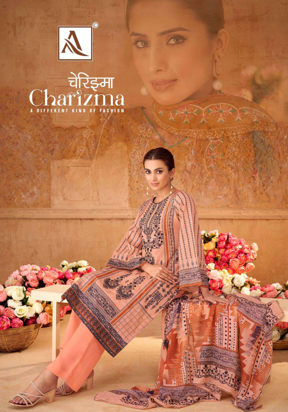 Alok Suit Charizma Fancy Print Cambric Cotton Dress Material Suppliers