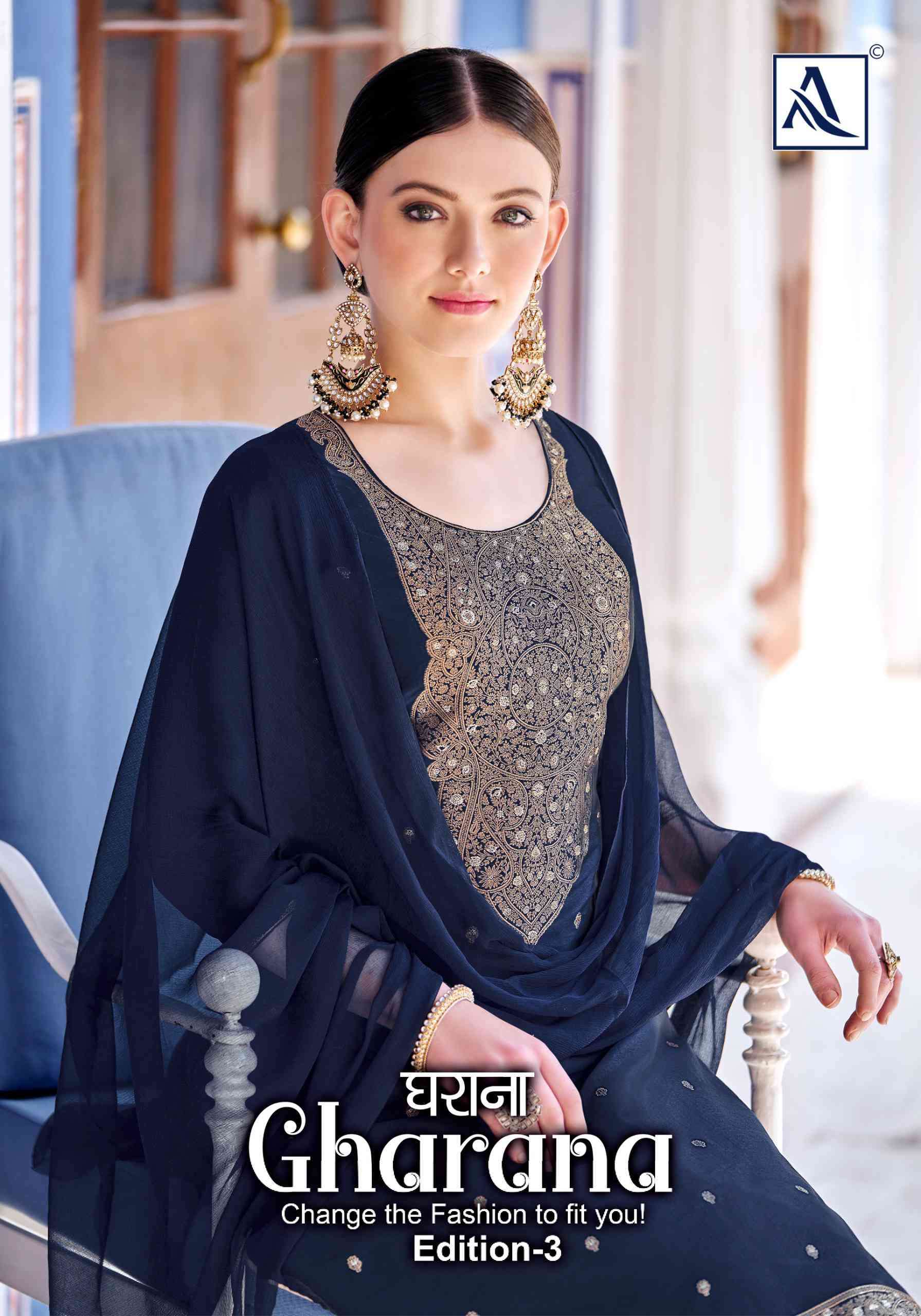 Alok Suit Gharana Vol 3 Festive Wear Ladies Suit Catalog Exporters