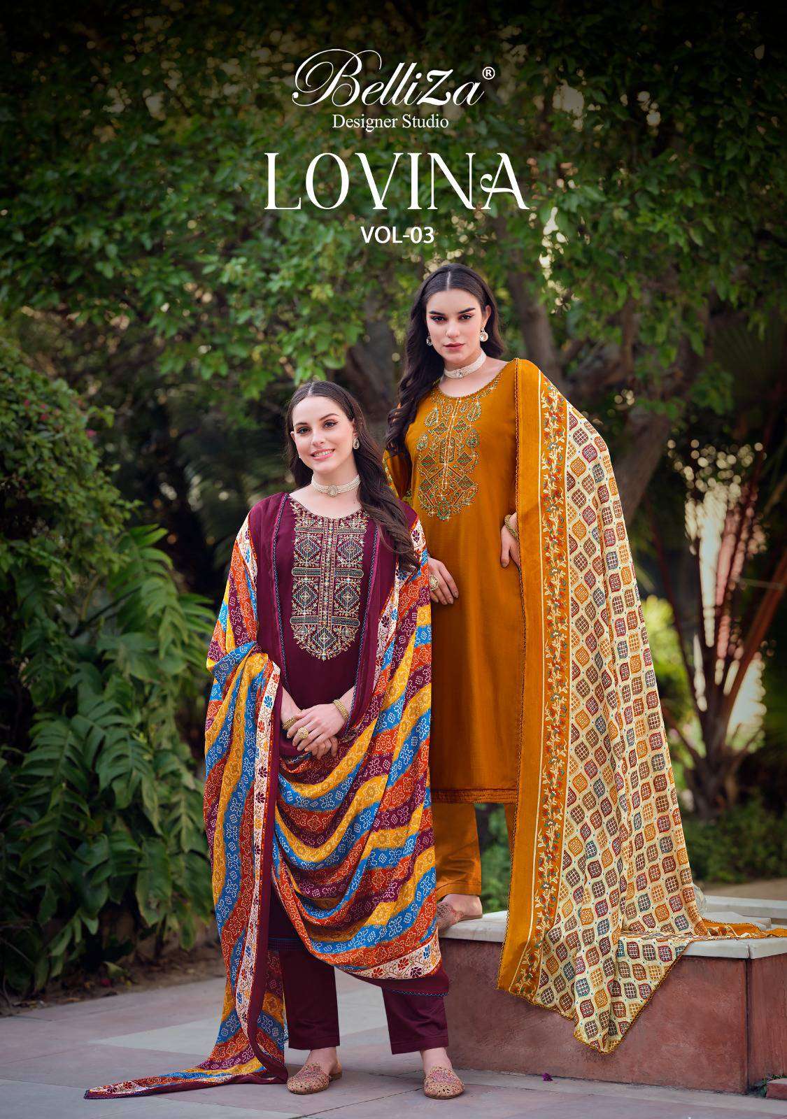 Belliza Lovina Vol 3 Premium Rayon Ladies Suit Catalog Exporters