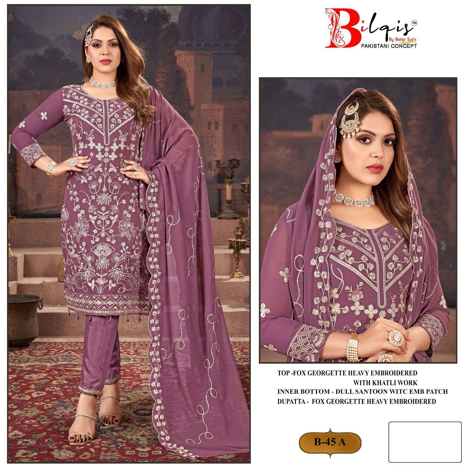 Bilqis B 45 Colors Designer Work Pakistani Dress New Collection