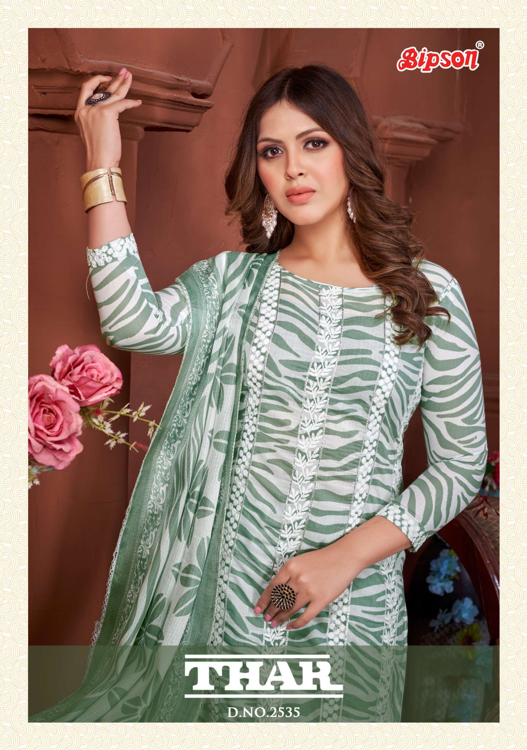Bipson Thar 2535 Embroidered Designs Cotton Dress Catalog Wholesalers