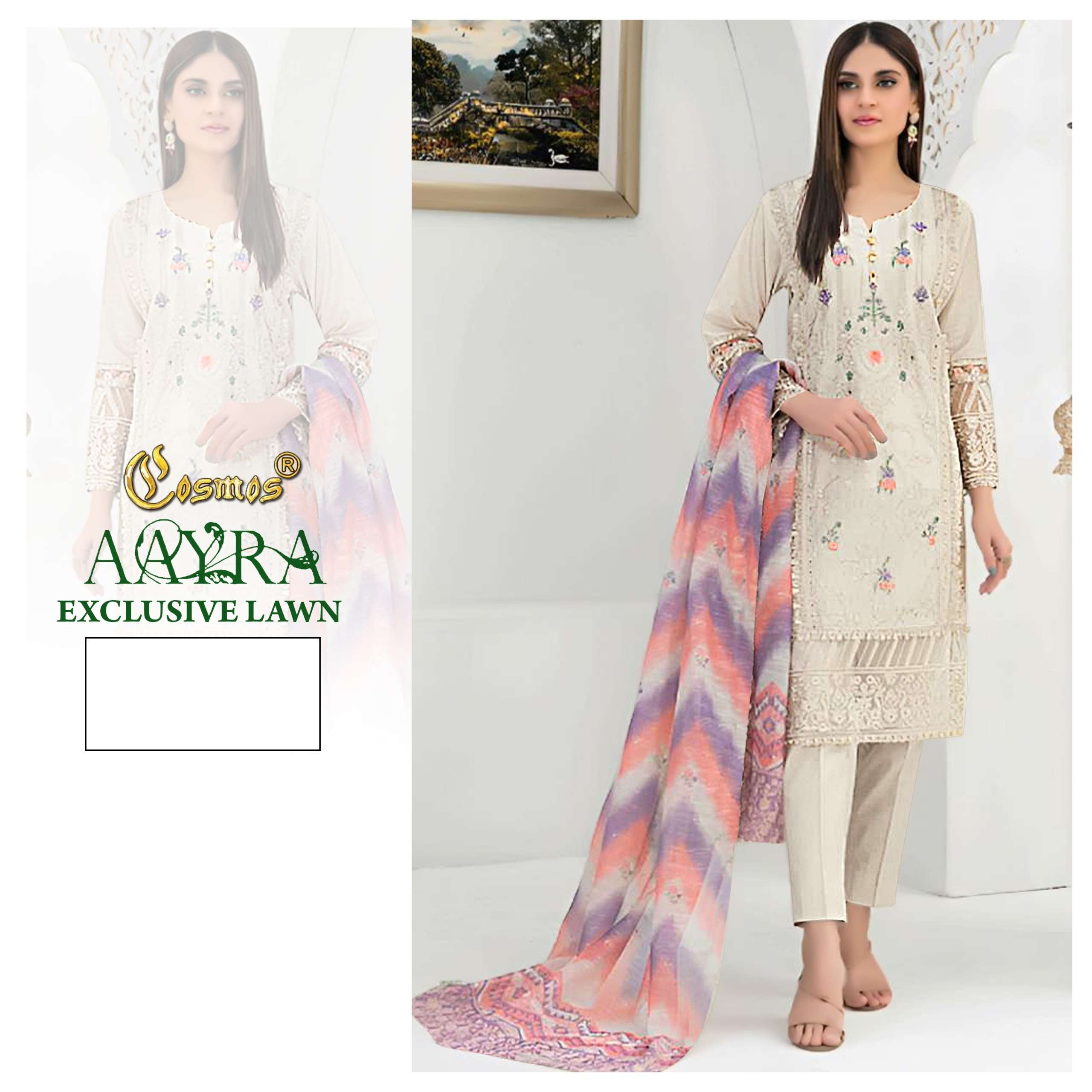 Cosmos Aayra Exclusive Lawn Fancy Cotton Pakistani Suit Wholesalers