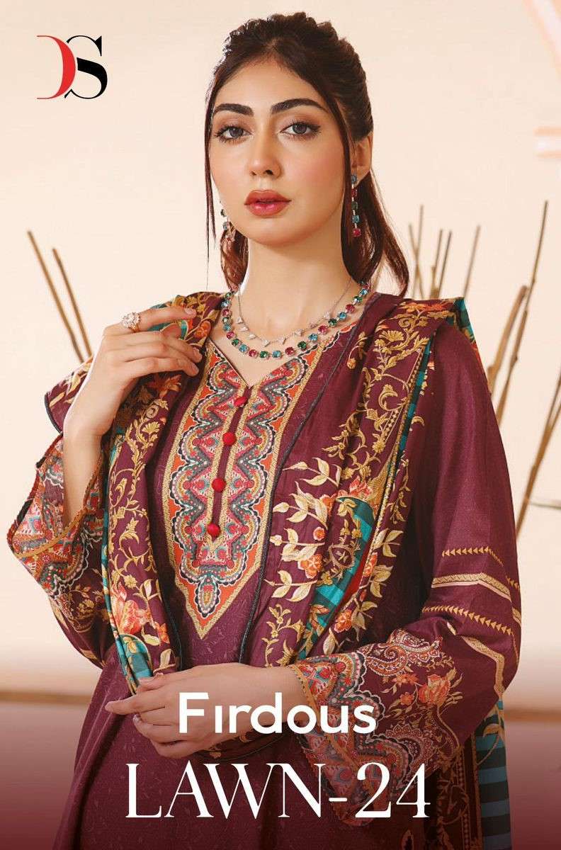 Deepsy Firdous Lawn 24 Unstitch Pakistani Cotton Dress Catalog Exporters