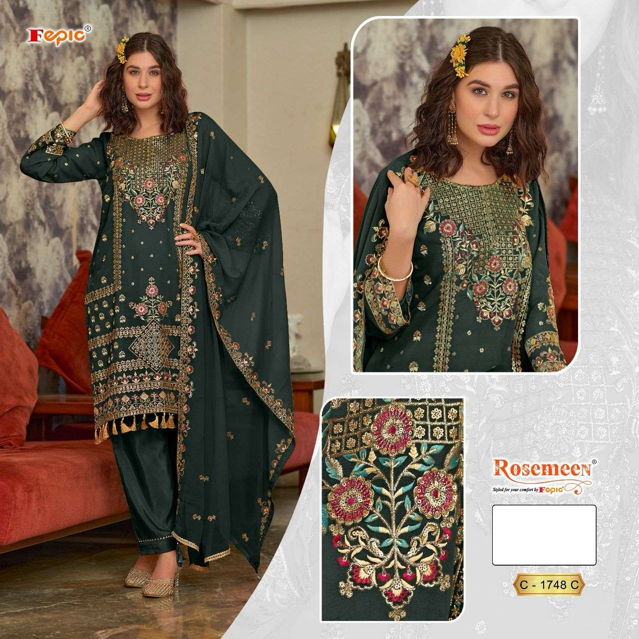 Fepic C 1748 C Georgette Embroidered Suit Wholesale