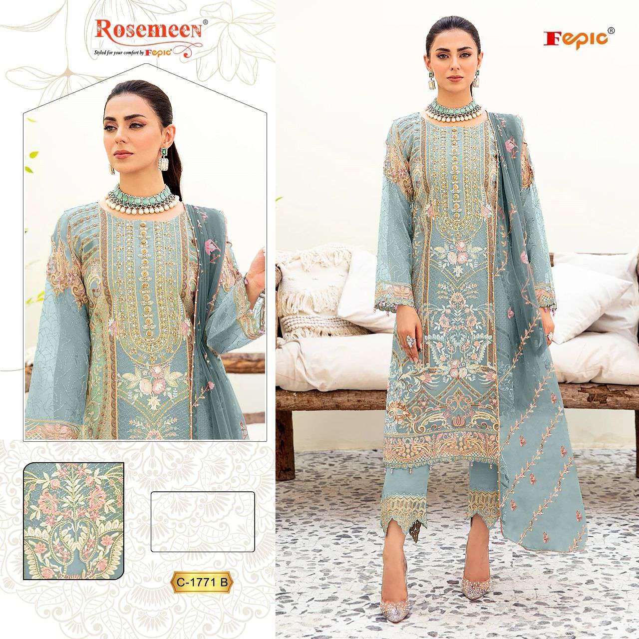 Fepic C 1771 Colors Designer Work Pakistani Suit Latest Collection