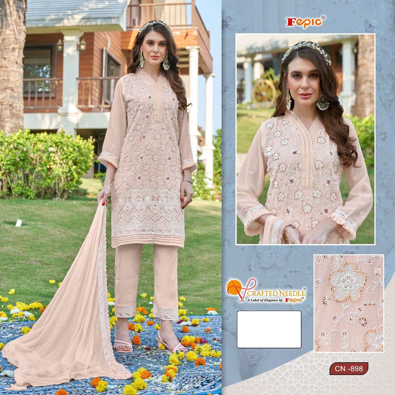 Fepic Cn 898 Colors Festive Wear Pakistani Top Bottom Dupatta Set Dealers