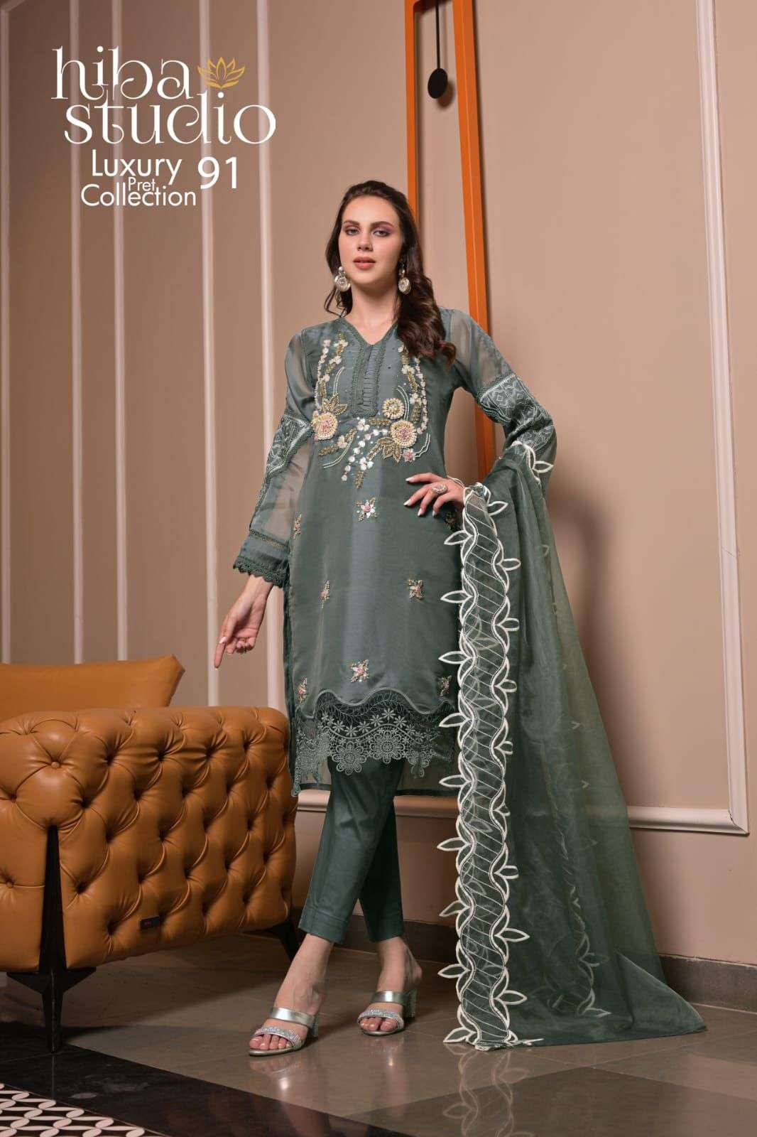 Hiba Studio Lpc Vol 91 Designer Top Bottom Dupatta Set Pakistani Pair