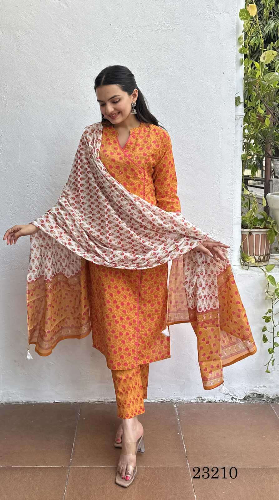 Indira 23210 Pure Cotton Fancy Wear Kurti Pant Dupatta New Designs