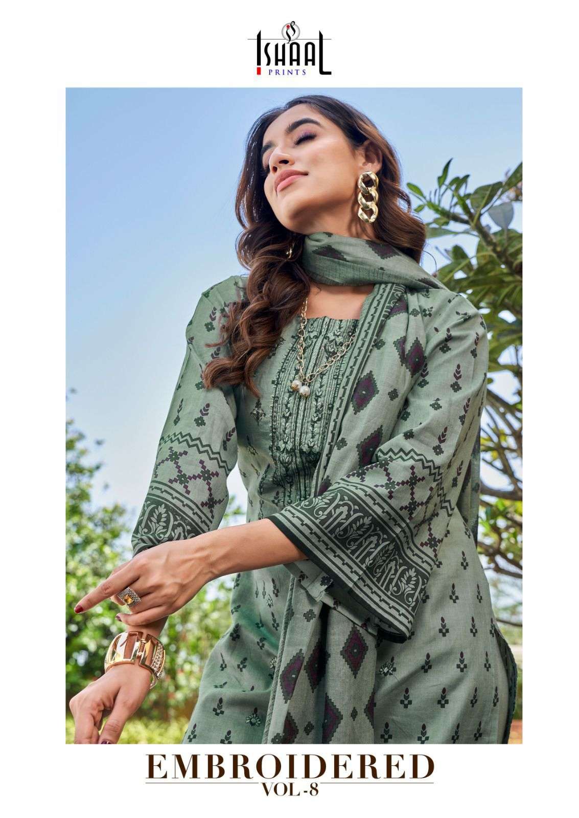 Ishaal Embroidered Vol 8 Pure Lawn Cotton Unstitch Dress Catalog Suppliers