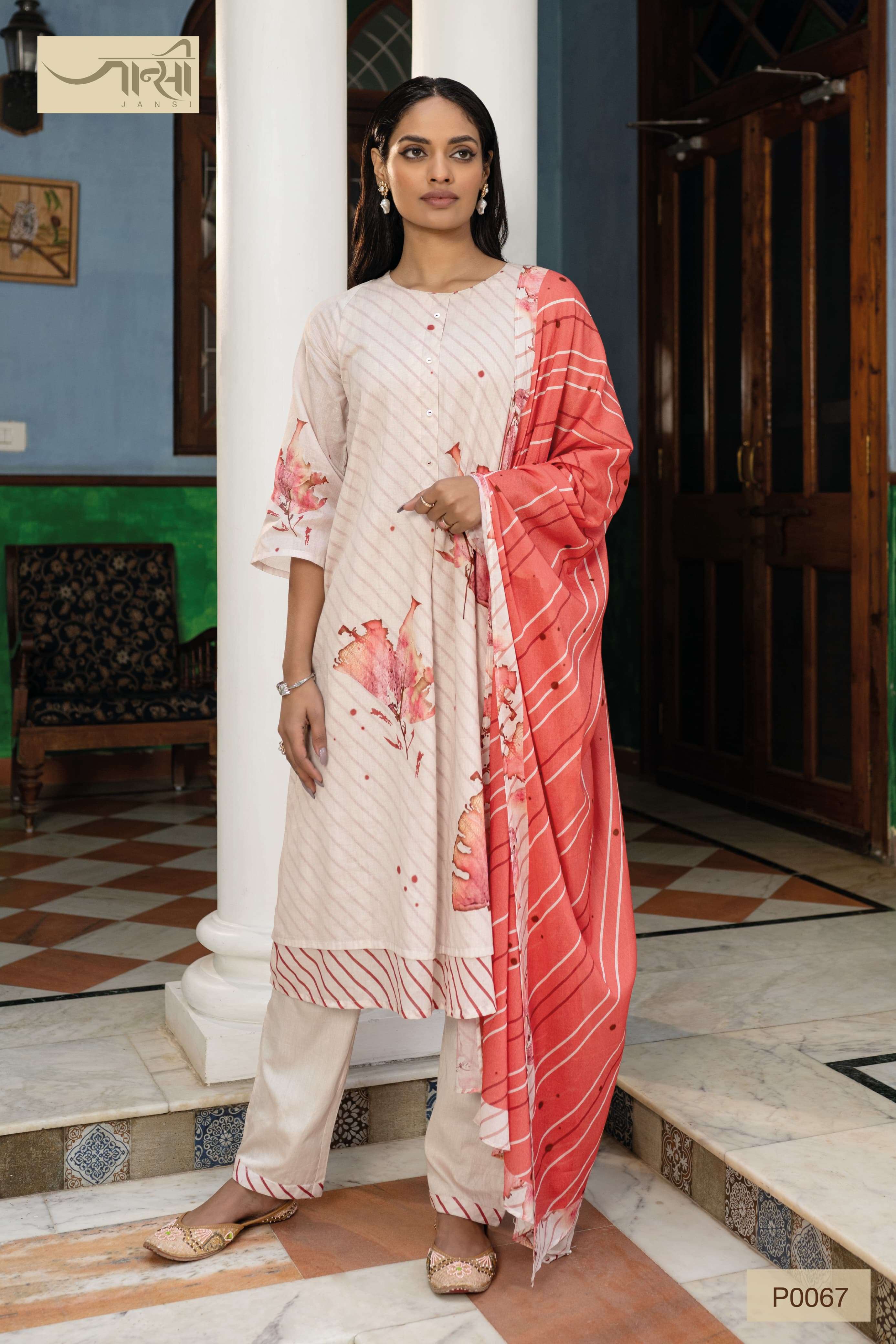 Jansi By Omtex P0067 Fancy Cotton Casual Wear 3 Piece Pair Ladies Collection