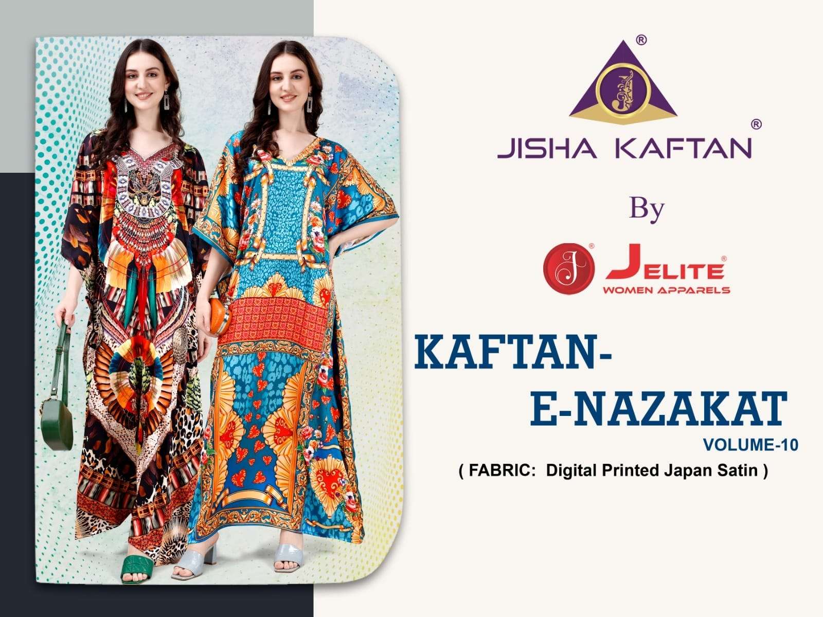 Jelite Kaftan E Nazakat Vol 10 Digital Printed Long Kaftan Catalog Exporters