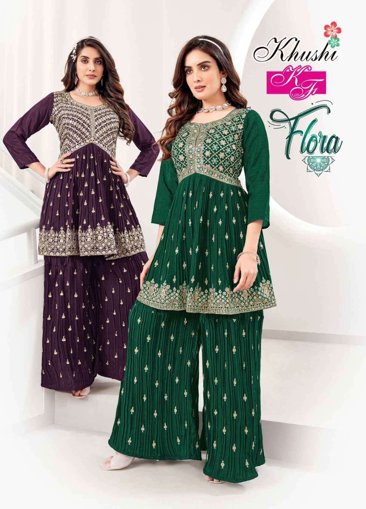 Khushi Fashion Flora Designer Top Sharara Pair Festive Collection