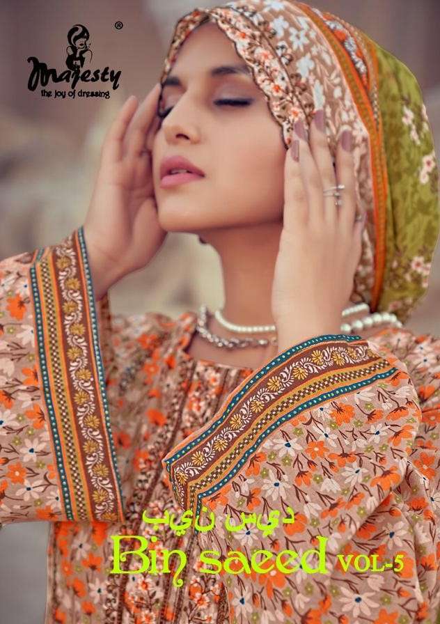 Majesty Bin Saeed Vol 5 Luxury Lawn Collection Pakistani Suit Catalog Dealers