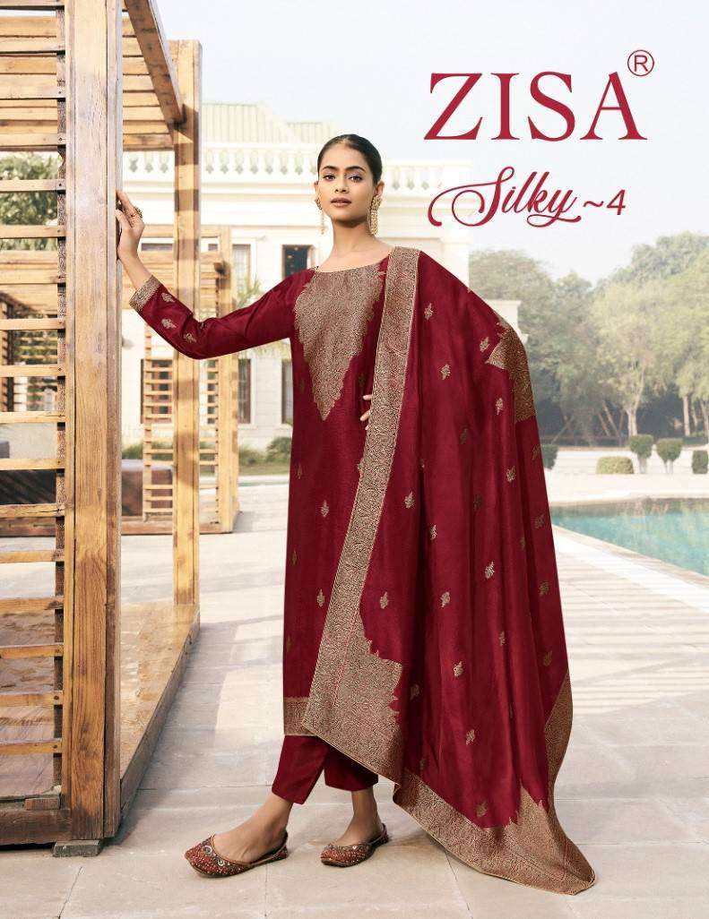 Meera Trends Zisa Silky Vol 4 Fancy Jacquard Silk Designer Dress Exporters