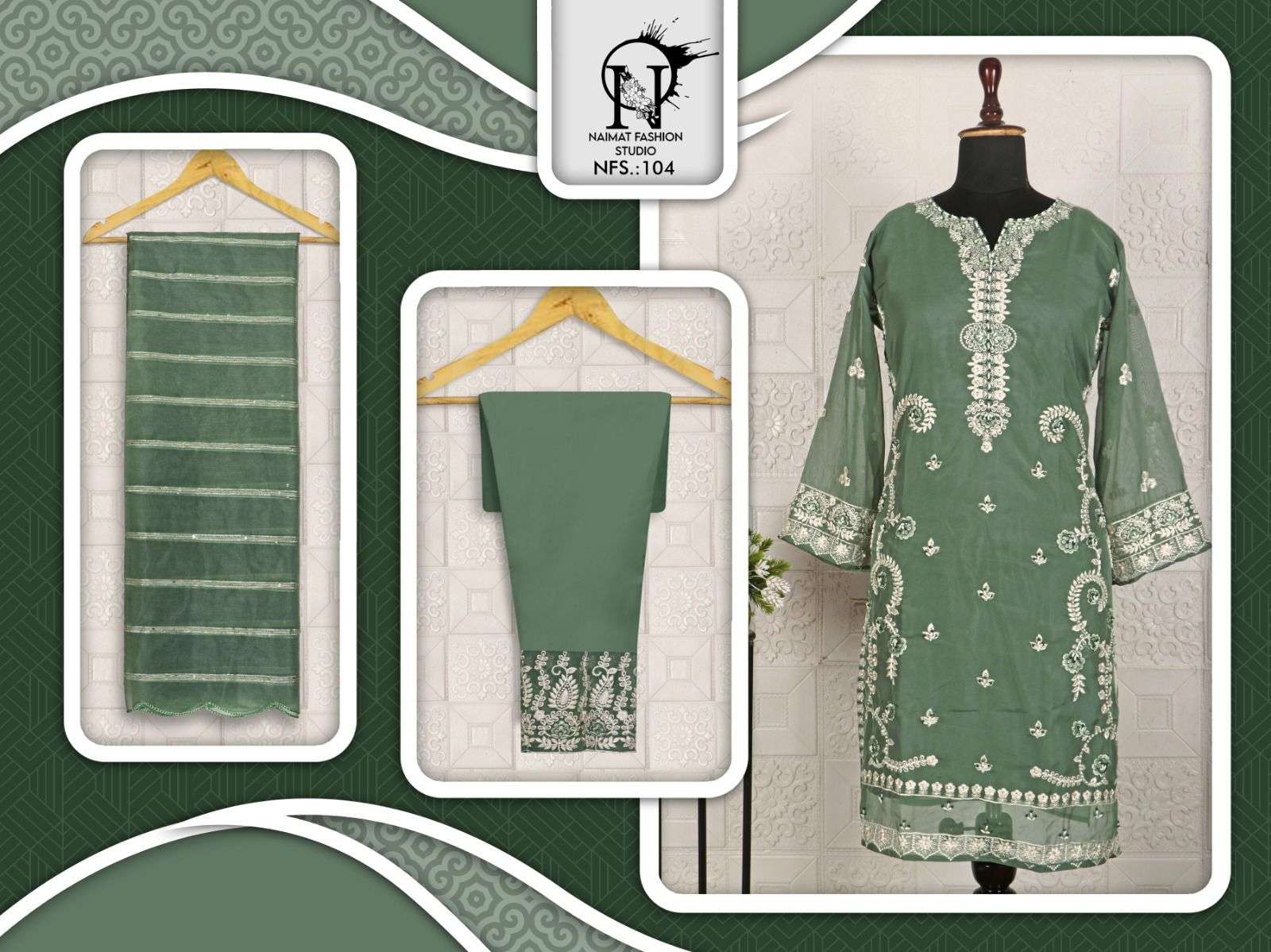 Naimat Nfs 104 Designer Pakistani Dress Readymade Catalog Exporters