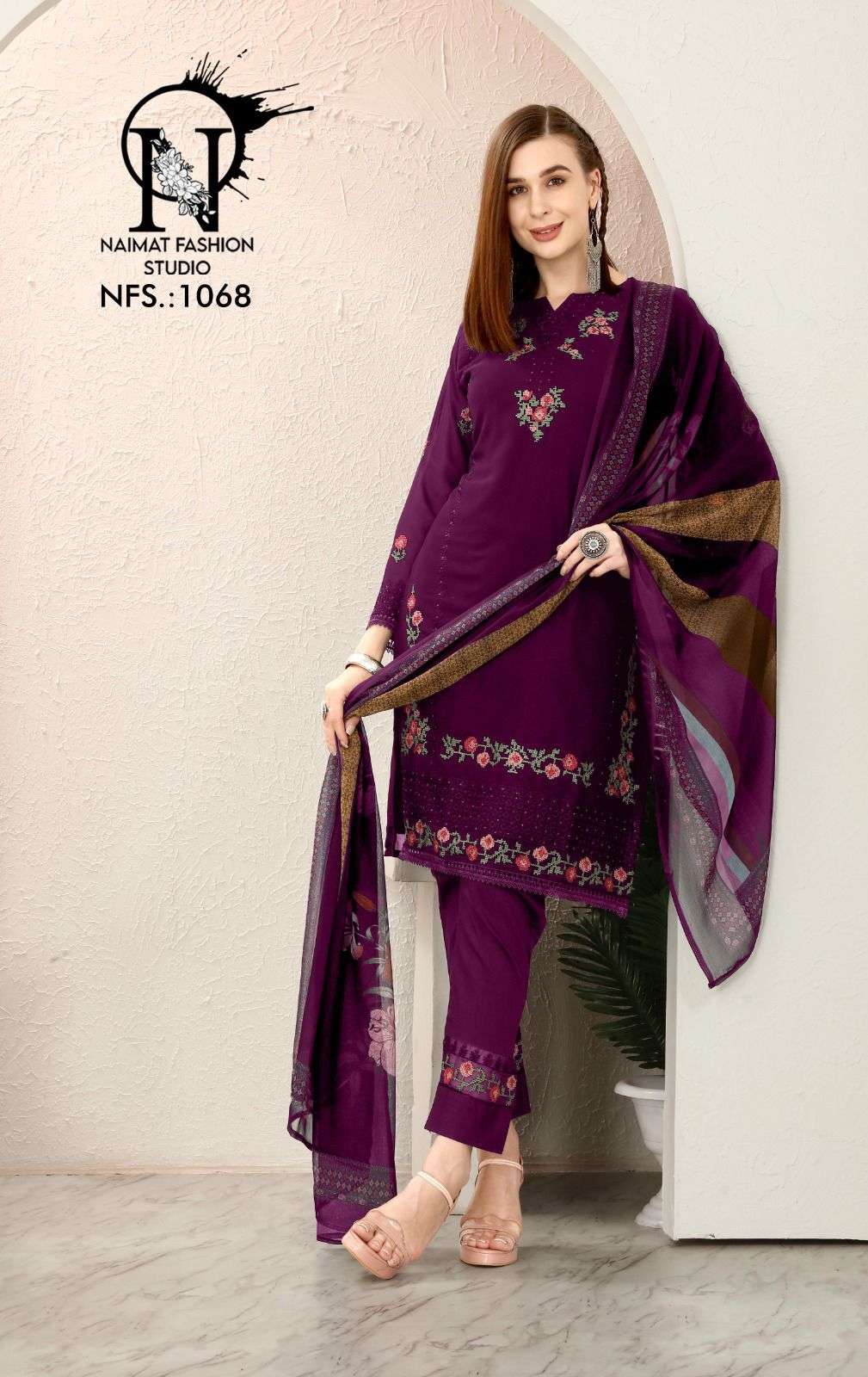 Naimat Nfs 1068 Fancy Georgette Readymade Pakistani Suit Wholeslaer