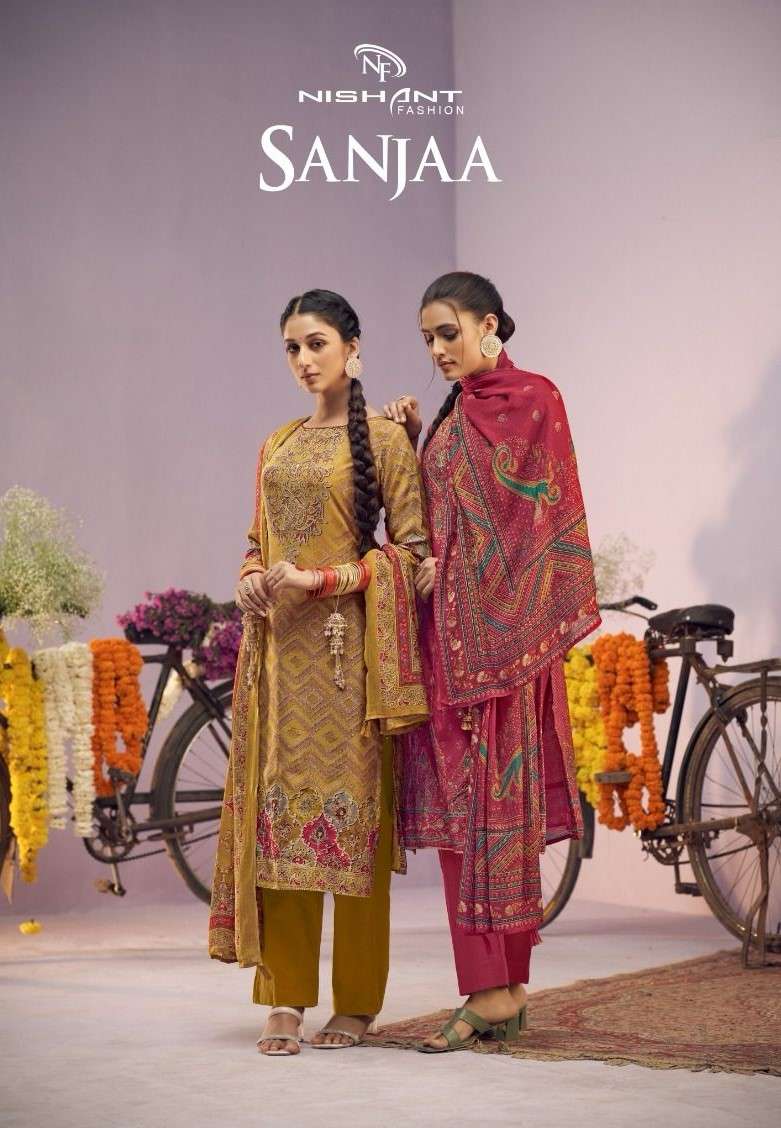 Nishant Fashion Sanjaa Online Suppliers Fancy Muslin Suit Festive Collection