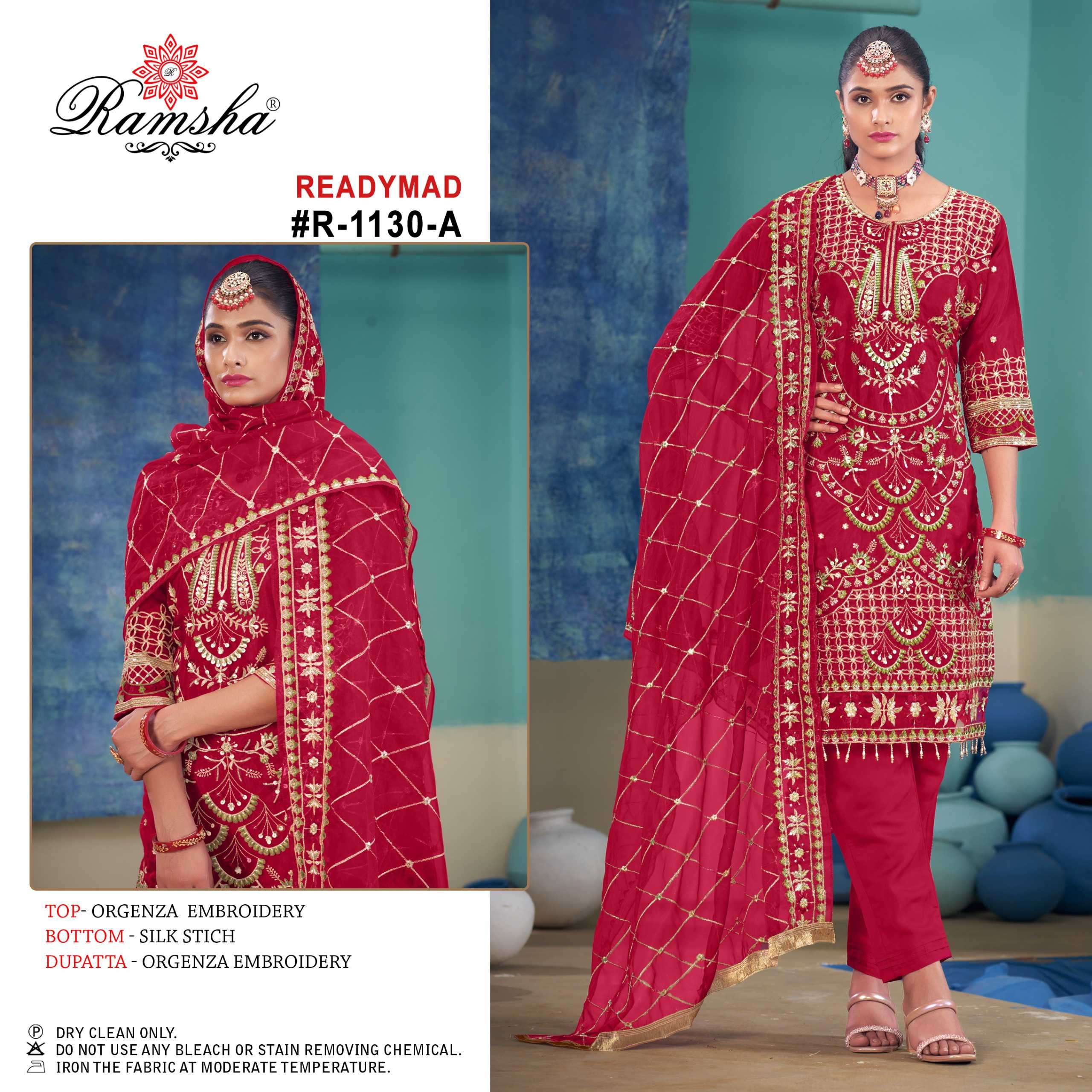 Ramsha R 1130 Nx Pakistani Organza Designer Suit Readymade Collection