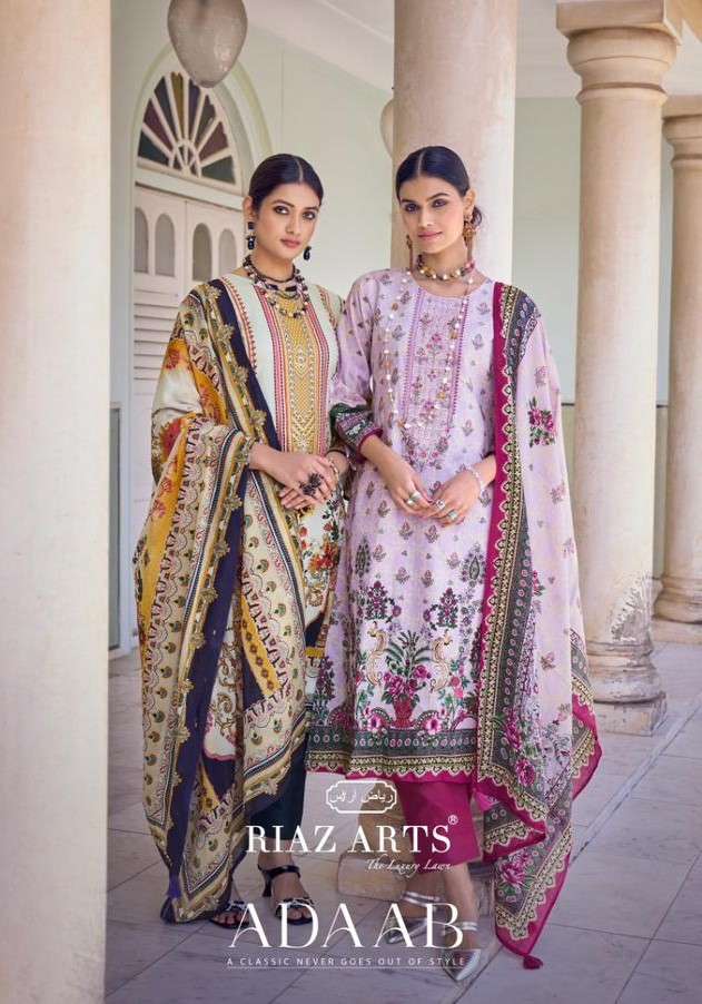 Riaz Arts Adaab Pakistani Print Cotton Unstitch Ladies Suit Dealers