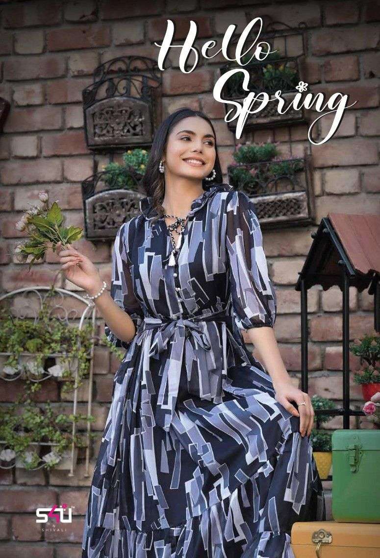 S4U Hello Spring By Shivali Lates Designer Long Frock Ladies Wear Outfit