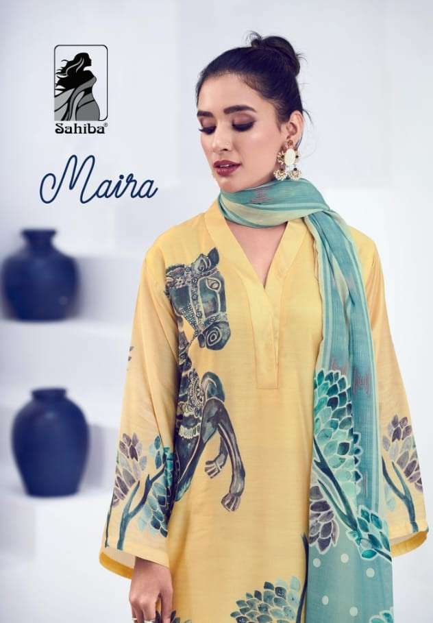 Sahiba Maira Digital Print Exclusive Muslin Dress New Collection