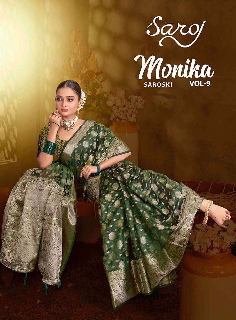 Saroj Sarees Monika Vol 9 Fancy Organza Saree Festive Collection