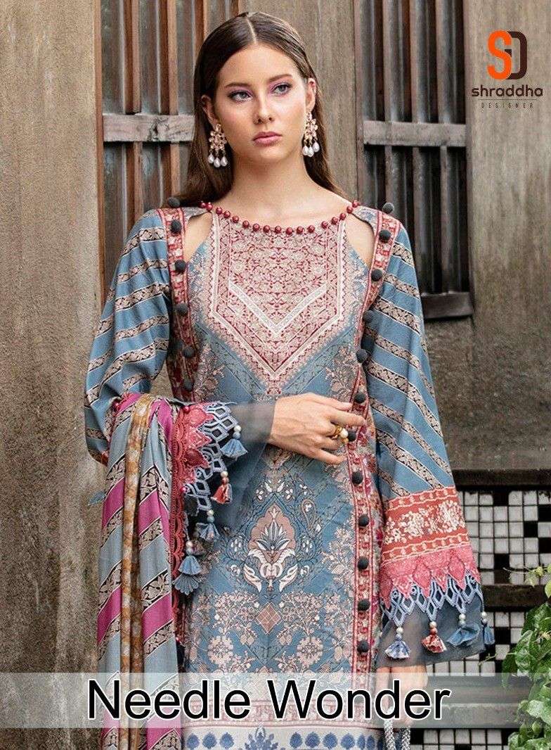 Sharaddha Needle Wonder Vol 1 Pakistani Cotton Unstitch Dress Dealers