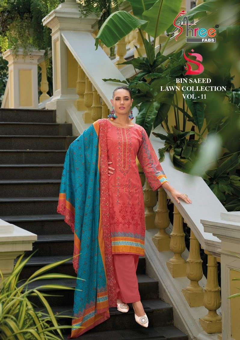 Shree Fabs Bin Saeed Lawn Collection Vol 11 Exclusive Pakistani Cotton Suit Suppliers