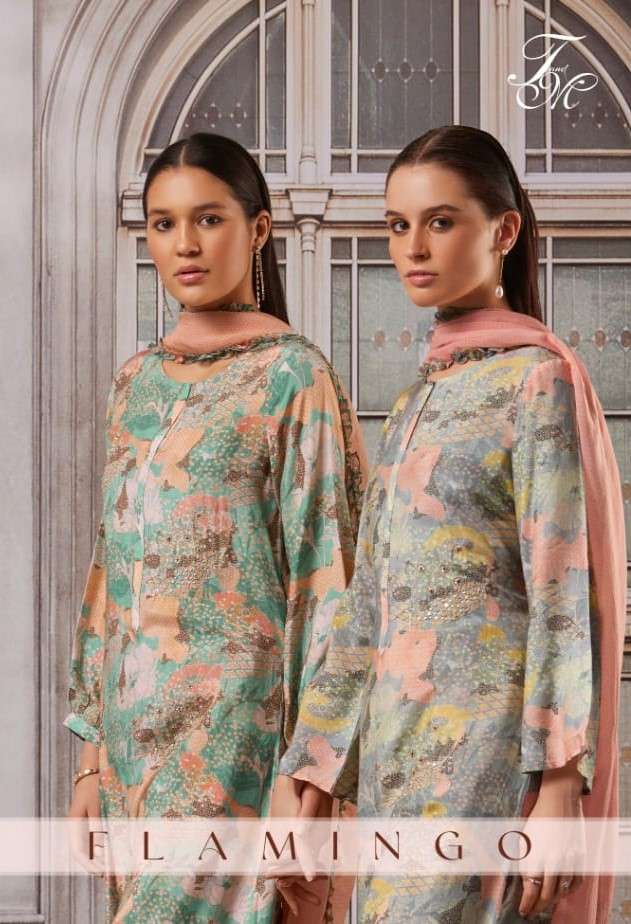 T And M Designer Flamingo 370 Fancy Cotton Silk Ladies Dress Catalog Exporters