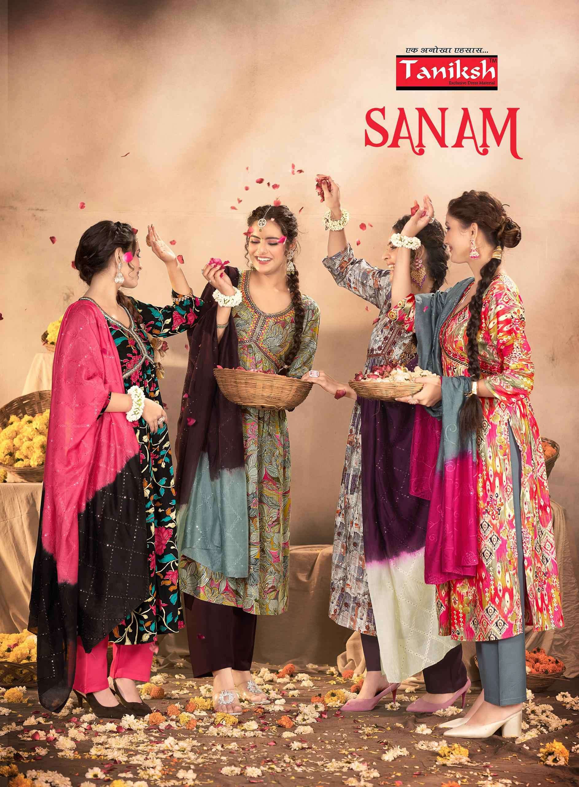 Taniksh Sanam Vol 1 Festive Wear Aaliya Cut Dress Online Dealers Surat