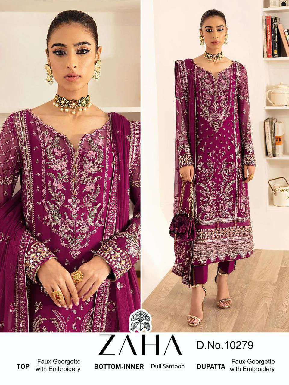 Zaha 10279 Pakistani Georgette Designer Suit Online Collection