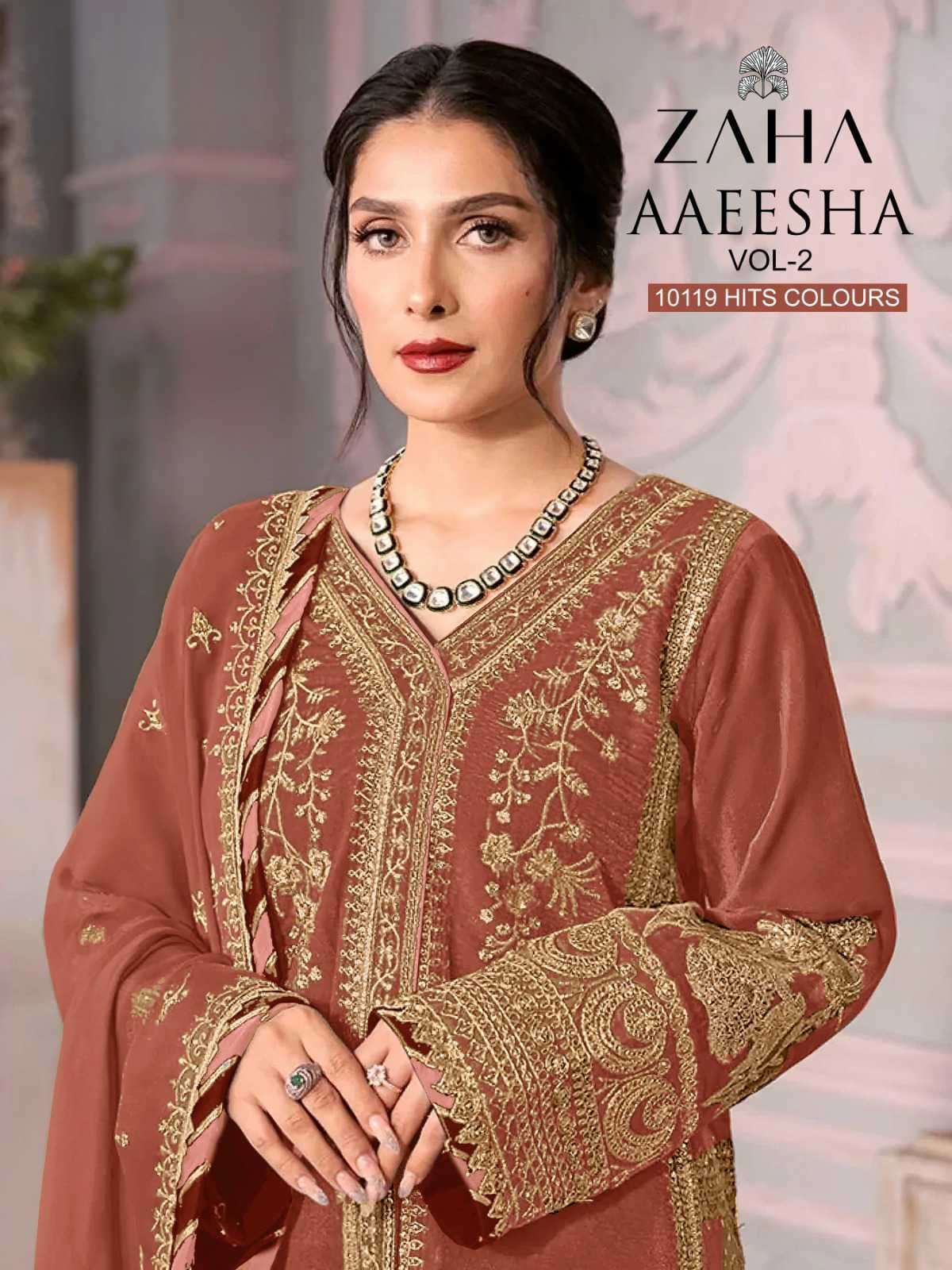 Zaha Aaeesha Vol 2 10119 D Colors Partywear Style Designer Pakistani Suit Dealers