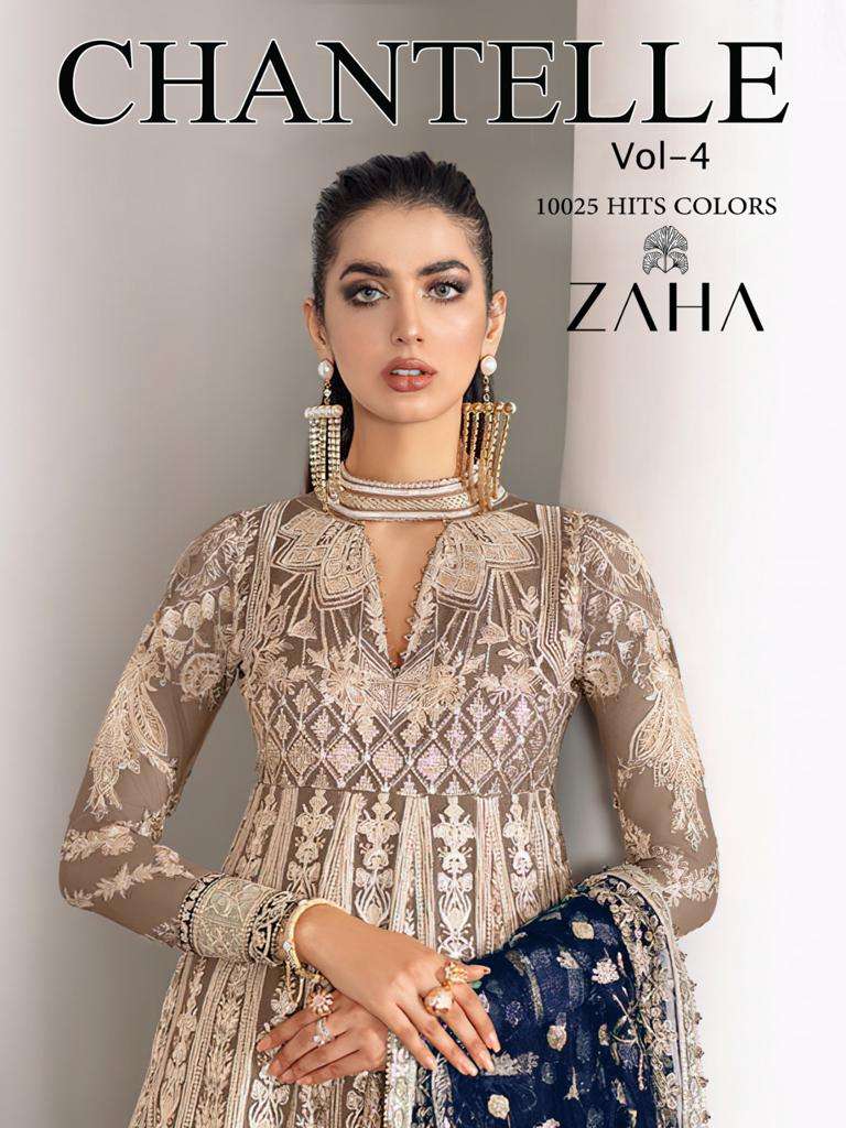 Zaha Chantelle Vol 4 10025 Hits Colors 2 Designer Pakistani Suit Suppliers Surat