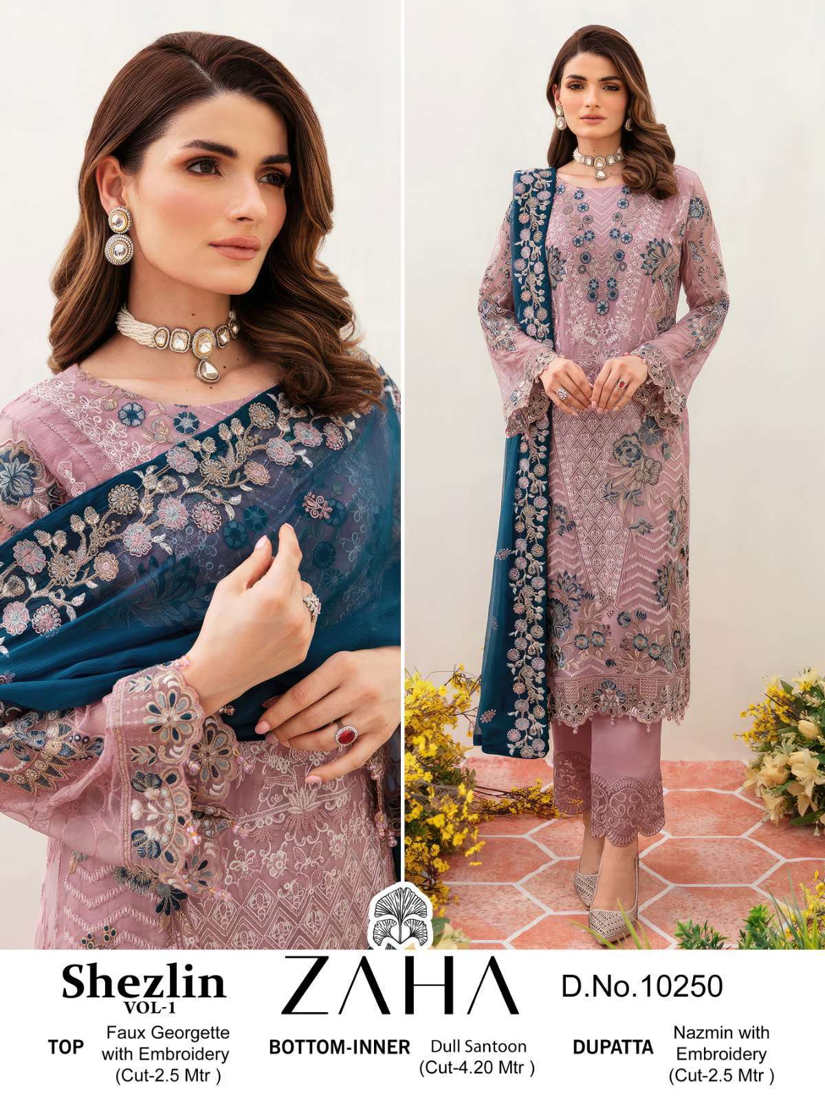 Zaha Shezlin Vol 1 10250 To 10252 Designer Pakistani Suit Catalog Wholesales