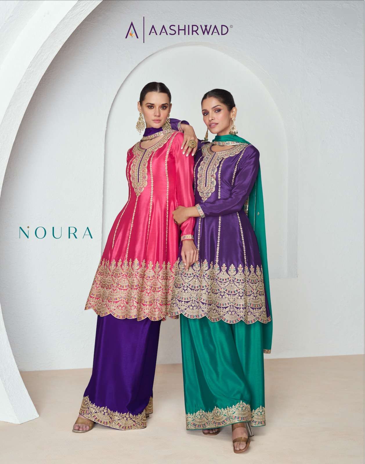 Aashirwad Noura 9932 And 9933 Readymade Designer Suit Catalog Dealers