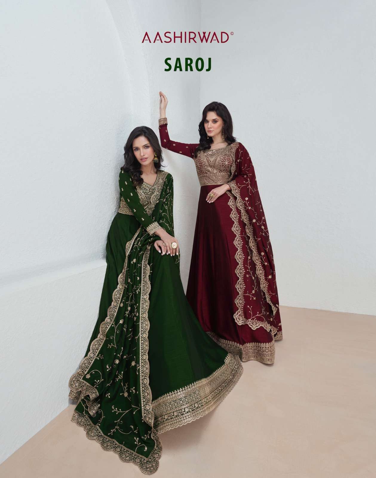 Aashirwad Saroj 9943 To 9947 Partywear Designer Gown Catalog Suppliers