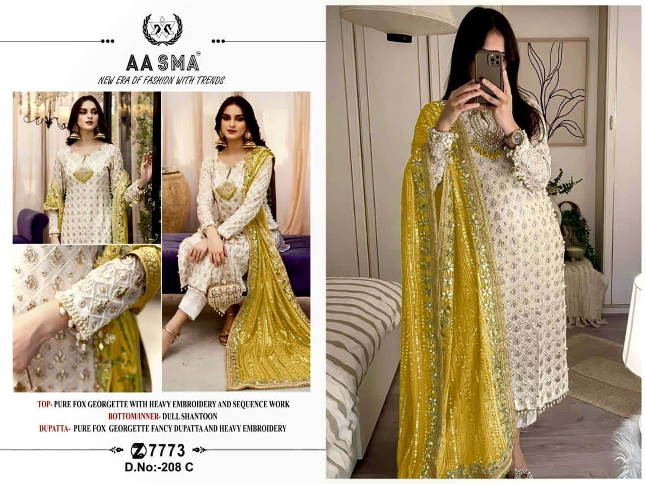 Aasma 208 C Luxe Georgette Exclusive Pakistani Designer Suit Collection