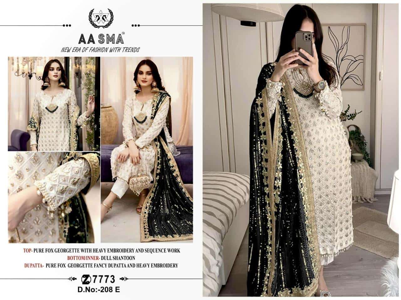 Aasma 208 E Elegant Georgette Fancy Pakistani Designer Salwar Kameez Collection
