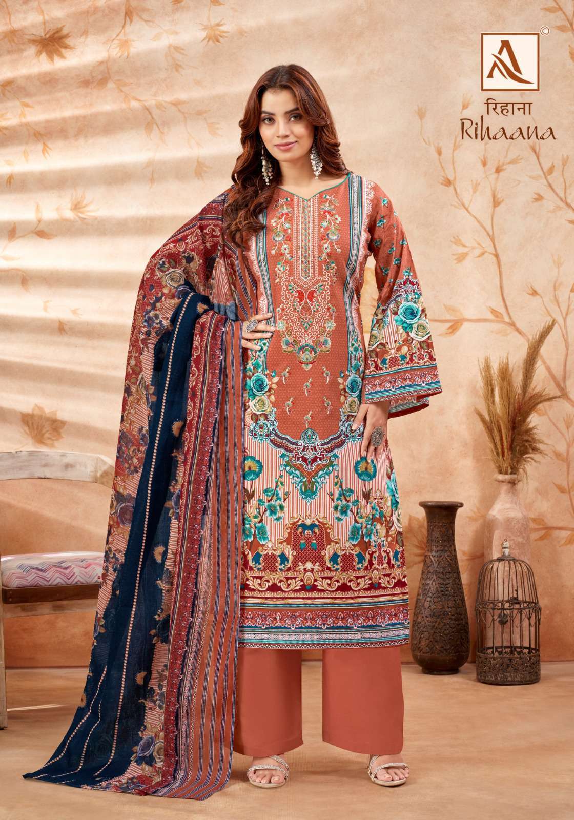 Alok Suit Rihaana Fancy Pakistani Print Cotton Suit Catalog Exporters