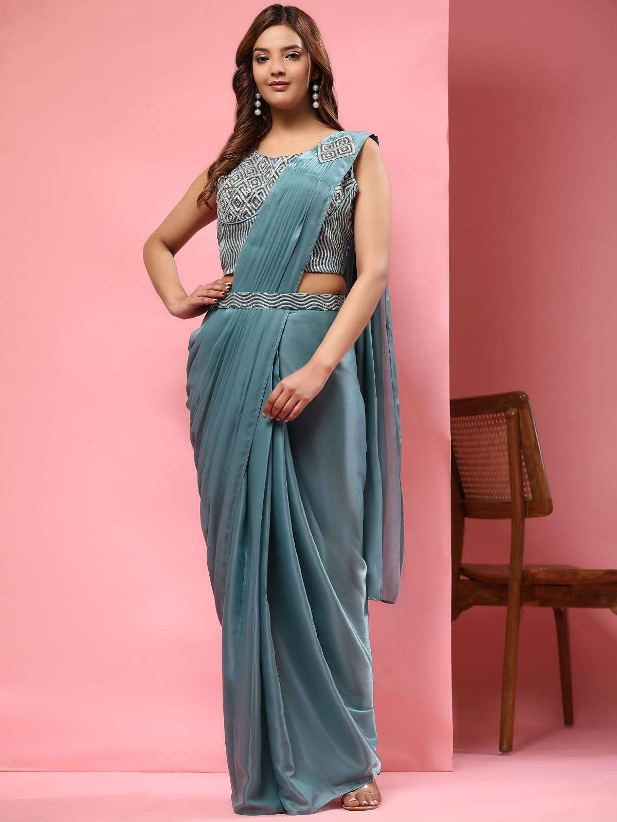 Amoha Trends A 329 Colors Readymade Imported Satin Saree Partywear Collection